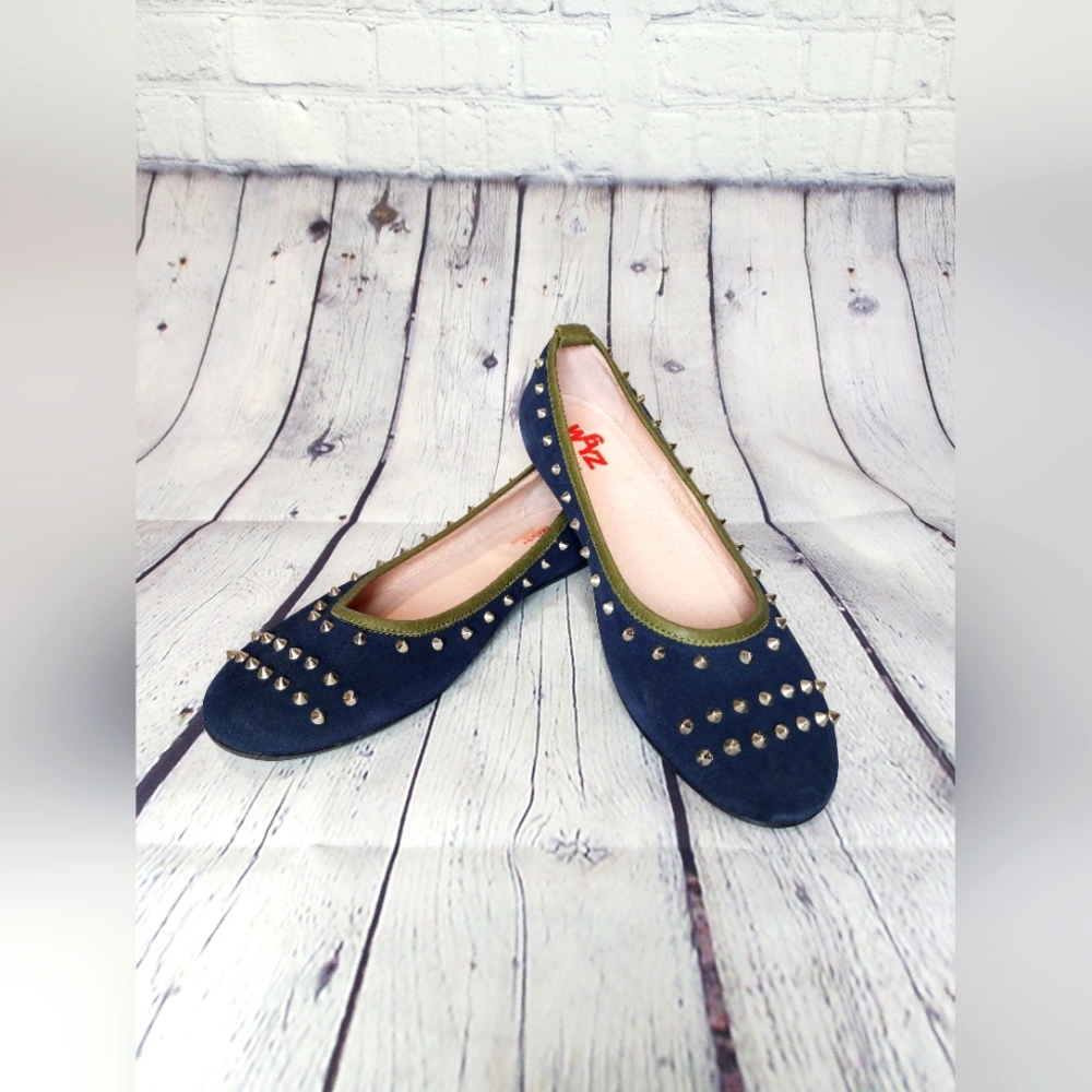 W6YZ Naturino Ballet Flats, Navy Blue & Green, Size 40